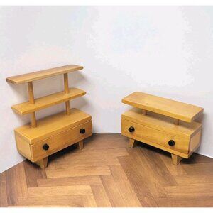 Rare Mini 1:12 Vintage Wood Furniture MCM Shelves, Living Dining Scandinavian